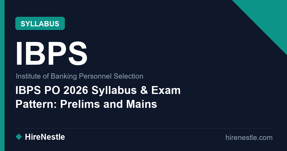 IBPS PO 2026 Syllabus & Exam Pattern: Prelims and Mains