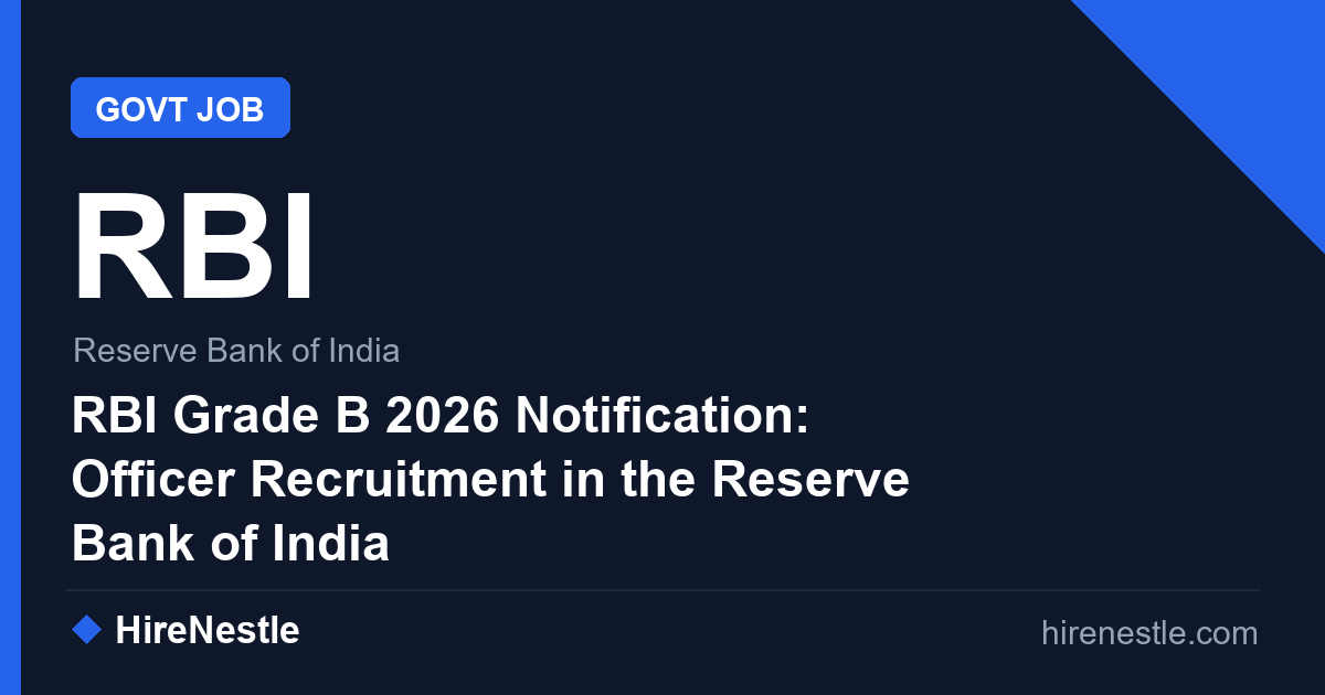 RBI Grade B 2026 Notification: Officer Recruitment in the Reserve Bank of India