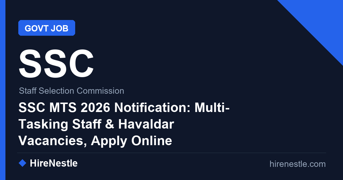 SSC MTS 2026 Notification: Multi-Tasking Staff & Havaldar Vacancies, Apply Online