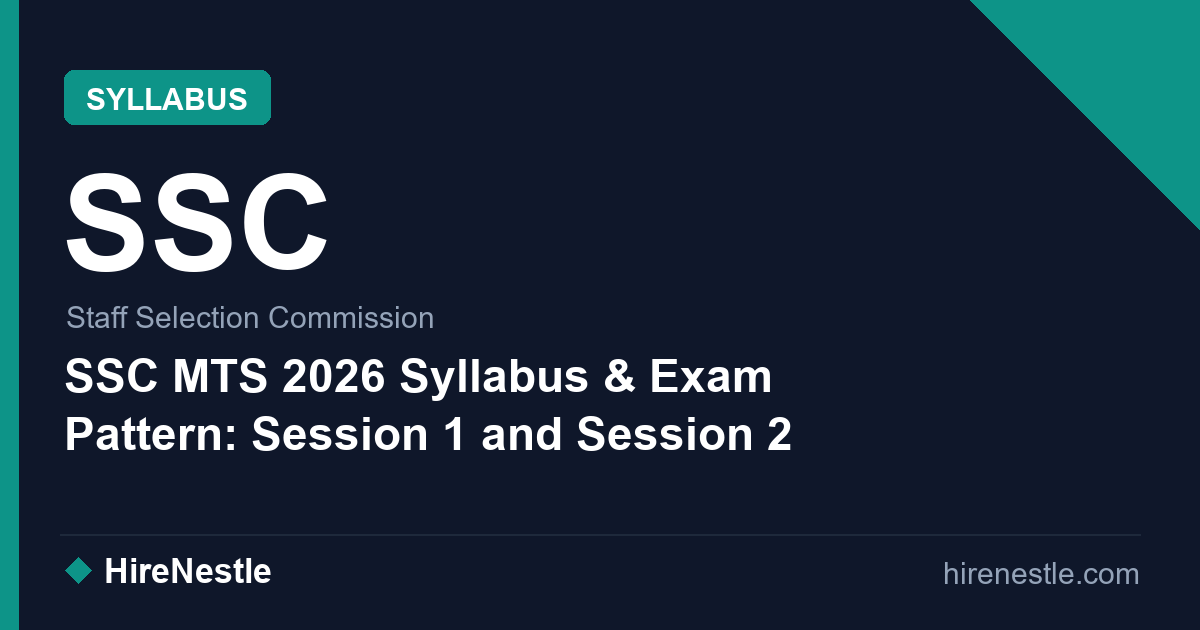 SSC MTS 2026 Syllabus & Exam Pattern: Session 1 and Session 2